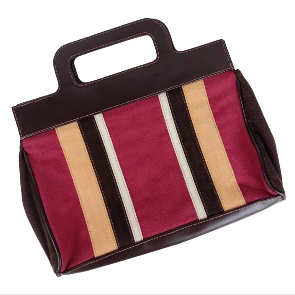 Victoria's Secret suede striped mini Tote Purse